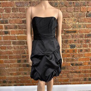 NWT David's Bridal Black Satin Formal Dress SZ 8